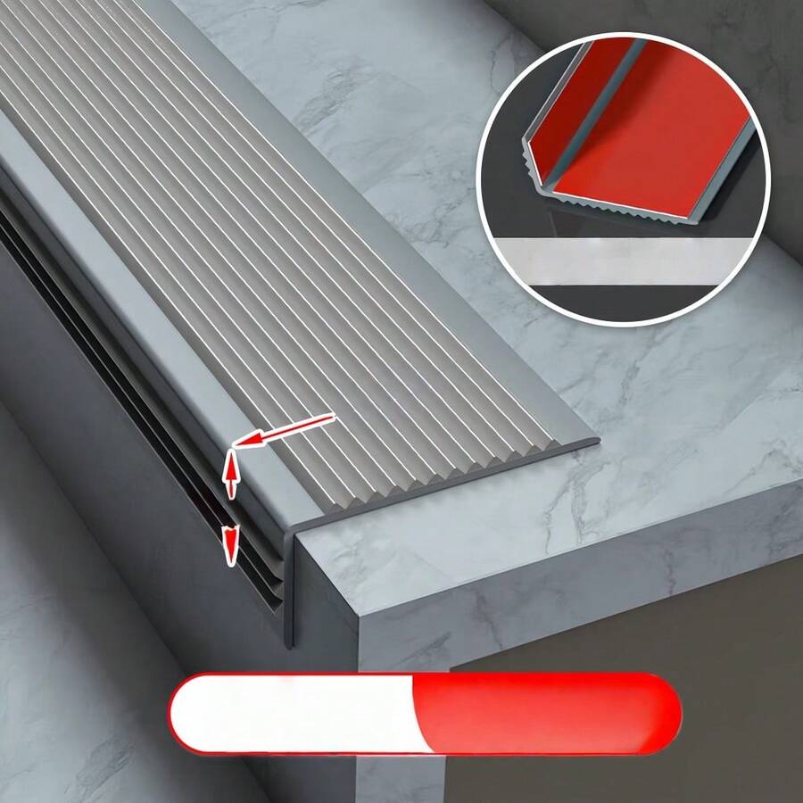 1 pieza Tira protectora de borde de escalera autoadhesiva en forma de L de PVC suave antideslizante - en forma de L - Ver 1