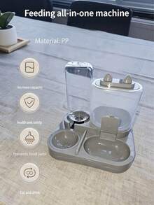 Bộ 1 máy cho mèo ăn và uống nước tự động, máy phân phối thức ăn và nước uống hoạt động bằng trọng lực, bát đựng thức ăn dung tích lớn có thể tháo rời, khay cho ăn chống tràn và chống ẩm, đồ dùng cho thú cưng dễ vệ sinh. - Dung lượng lớn - Xem 7