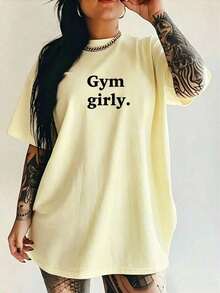 Gym Girly For Pump Cover, Funny Gym Shirt, Gym Funny, Gym Rat, Weight Lifting, Shirt, Gym Girly-Unisex Loose - Fit Comfortable Cotton T-Shirt Top-L91 - 黃色 - 查看 17