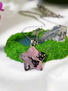 Yumfeel Collier étoile coloré à la dopamine avec pendentif en améthyste naturelle et quartz rose, élégant et doux, convient pour le port quotidien, les vacances, les sorties, les cadeaux de fête - Multicolore - Voir 6