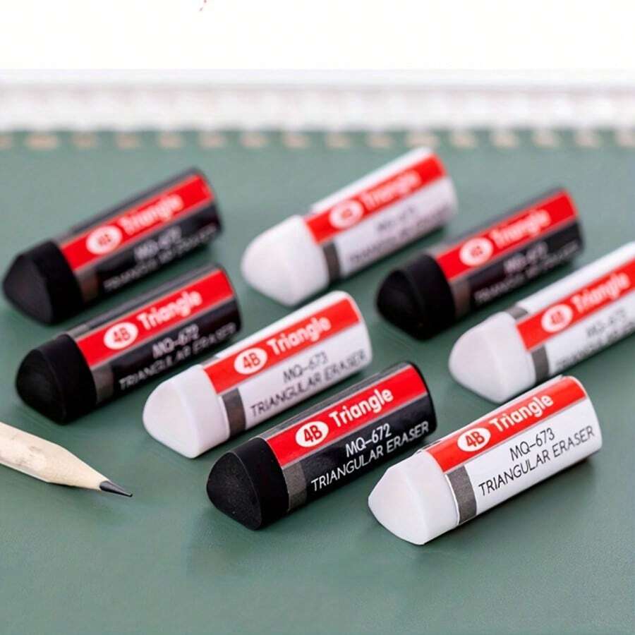 5片装黑白三角橡皮擦，4B铅笔橡皮擦，适用于办公室、美术学生、文具、办公用品、学校用品、家居用品、返校礼物 - 隨機出貨 - 查看 1