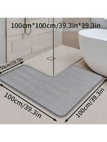 1pc Memory Foam Striped Bath Mat, Extra Absorbent, Non-Slip, Quick Dry, Washable, Thick & Fade Resistant, Soft & Comfortable For Bathroom, Bedroom, Room Decor Home Bathroom Decor Bath Rug Floor Carpet Outdoor Rug Door Mat Fall Decor Bathroom Accessories Back To School Entryway Decor - 1pc Horizontal Stripe Embossing - View 23