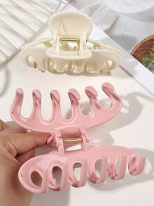 2个粉色和白色ABS高饱和度亮面南瓜发爪夹，发爪夹，马尾辫发圈，温柔韩式简约风格，适合日常、工作、约会、购物、派对、夏季发饰、海滩度假发夹 - 彩色 - 查看 6