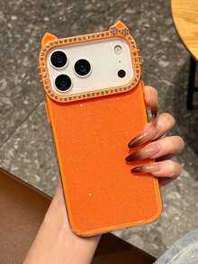1个三合一闪亮猫耳水钻手机壳，适用于 11-17 Pro Max - 橘色 - 查看 1