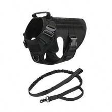 Bộ 2 dây đai và dây xích chiến thuật cho chó, dây đai chó chắc chắn có tay cầm, dây đai kiểu áo vest quân đội có thể điều chỉnh, phù hợp cho chó cỡ trung bình đến lớn khi đi dạo, leo núi, săn bắn. - Nhiều màu - Xem 7