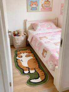 1 pieza Alfombra de área para niños de alta calidad de lana sintética, alfombra de piso suave para sala de juegos, lavable a máquina, disponible en varios tamaños, alfombra decorativa con diseño creativo de gato - Multicolor - Ver 10