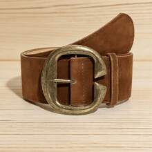 1pc Y2K Style Wide Pleated Waist Belt, Waist Cinching Design, Suitable For Dresses, With Fashionable American Style - Coffee - View 6