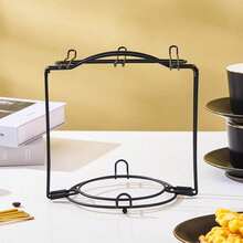 Minimalist Mug Hook, Foldable Cup & Saucer Iron Rack, Niche Design Black/Gold Foldable 6-Cup Rack - Multicolor - View 4