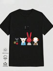 1 pza Camisas para Hombres Tienda Local Tema 31 Minutos Camiseta 180G Negro y Blanco Impreso Personajes Animados de Alta Calidad Cuello Redondo Ajuste Básico Holgado para Hombres y Mujeres Transpirable Versátil Lavable en Máquina Cómodo Talla S ~ 3XL Diario Casual Deportivo Esencial Verano - Negro - Ver 1