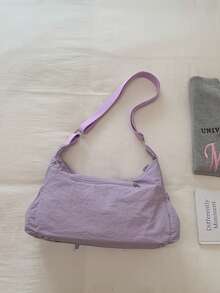 Nueva bolsa de hombro con cordón y lazo, estilo plisado tipo nube, bolso cruzado para mujer, para primavera/verano - Morado - Ver 2