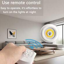 1pc/3pcs Remote Control LED Cabinet Light, Warm & Cool White Light Options, Battery Powered (AAA Batteries Not Included), Compact Round Design, Suitable For Kitchen, Wardrobe, Living Room, Bedroom, Hallway - COB Patting Light - View 6