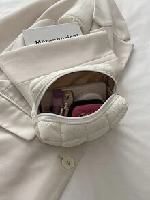 时尚通勤百搭设计，优雅小众奢华风格女士斜挎包，简约时尚穿搭必备单品 - 白色 - 查看 4