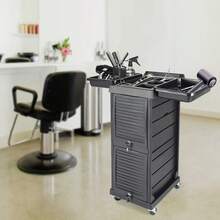 Black 7-Layer Rolling Beauty Trolley Cart With Lockable Drawers, PP PVC Salon Storage Cart With 360° Swivel Wheels, Large Capacity Organizer For Barber Shop Beauty Salon Nail Spa Home Storage - Black - View 3