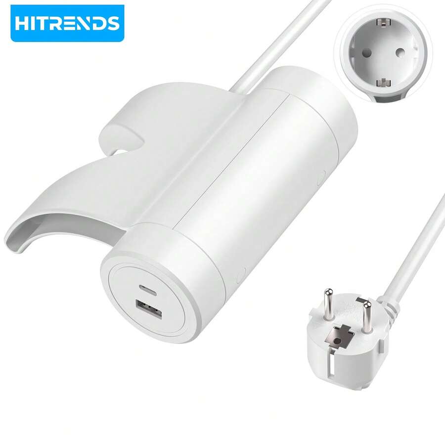 Ổ cắm điện âm tường HITRENDS | Trang bị sạc nhanh PD20W+QC18W | Thiết bị sạc đặt cạnh giường | Tiết kiệm không gian + Bảo vệ quá tải và chống cháy | Vật dụng thiết yếu trong gia đình | Màu trắng - Phích cắm loại EU E (220-240V) - Xem 1