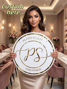 1pc Customized Round Beauty Salon Logo/Sign - Double-Layer Laser Cut Acrylic Material, Suitable For Business Studio Identification, Hair Salon And Spa Center Display - Multicolor - View 4
