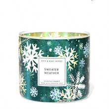 Bath and Body Works SWEATER WEATHER 3 wick scented CANDLE fall 2016... - Azul / Patchwork - Ver 2