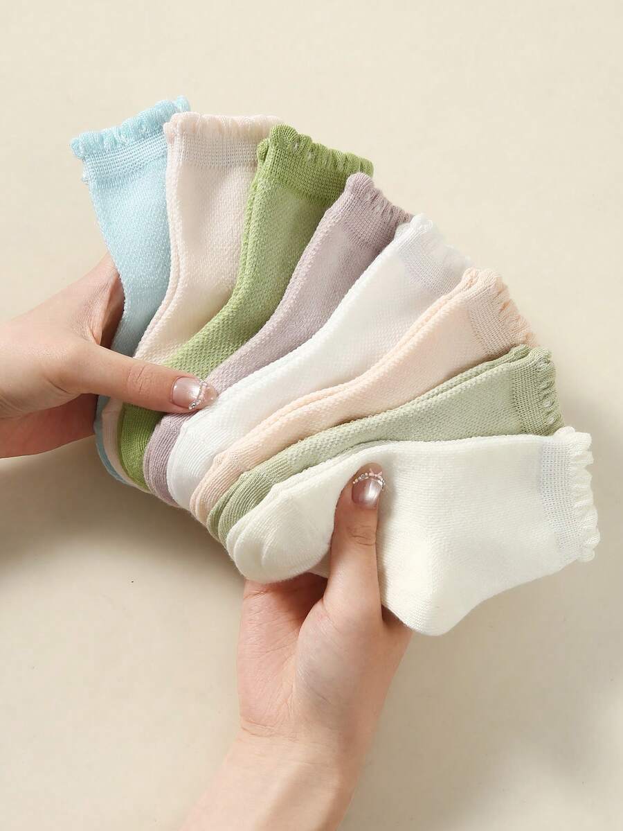 1/5 Đôi tất ngắn/tất ren nhiều màu sắc cho trẻ em/bé gái, tất thể thao lưới thoáng khí dễ thương, tất thời trang ấm áp mềm mại thân thiện với da, phù hợp cho mặc hàng ngày, kỳ nghỉ, đi học, màu sắc và kiểu dáng ngẫu nhiên. - Nhiều màu - Xem 1