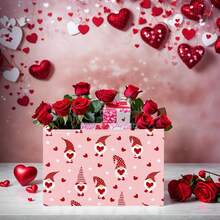 Cesta para el día de San Valentín, regalo para el corazón aspiradora y lindo cubeta de almacenamiento grande para decoración de habitación de niños y bebés (globo de aire caliente de árbol de - Amor de enano rosa - Ver 8