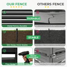 WHIFFEE 2 Panels Privacy Screen Outdoor No Dig Metal Garden Fence For Air Conditioner Fencing Outdoor Divider Patio Privacy Fence Panel 48" H X 38" W Black - Black - View 6