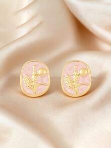 一对椭圆形304不锈钢耳环，小巧精致，休闲优雅，适合日常佩戴，母亲节礼物之选。 - 橢圓型 - 查看 6