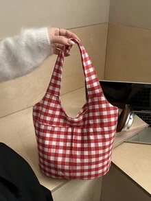 优雅女士手提包，大容量设计，防水耐用，时尚通勤包，休闲简约百搭风格，手提/肩带两用，女士精致旅行之选 - 紅色 - 查看 6