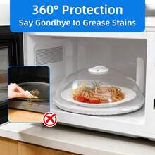 10inch  Microwave Splatter Cover  With Tray For Food Cookware & Bakeware Serving Dish Plate Mess Guard Lid With Easy Grip Handle - 無色 - 查看 5