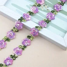2 tamaños de cinta bordada de poliéster de colores mixtos, 2cm/0.78in de ancho, adorno decorativo de encaje para costura DIY - flores - Ver 21