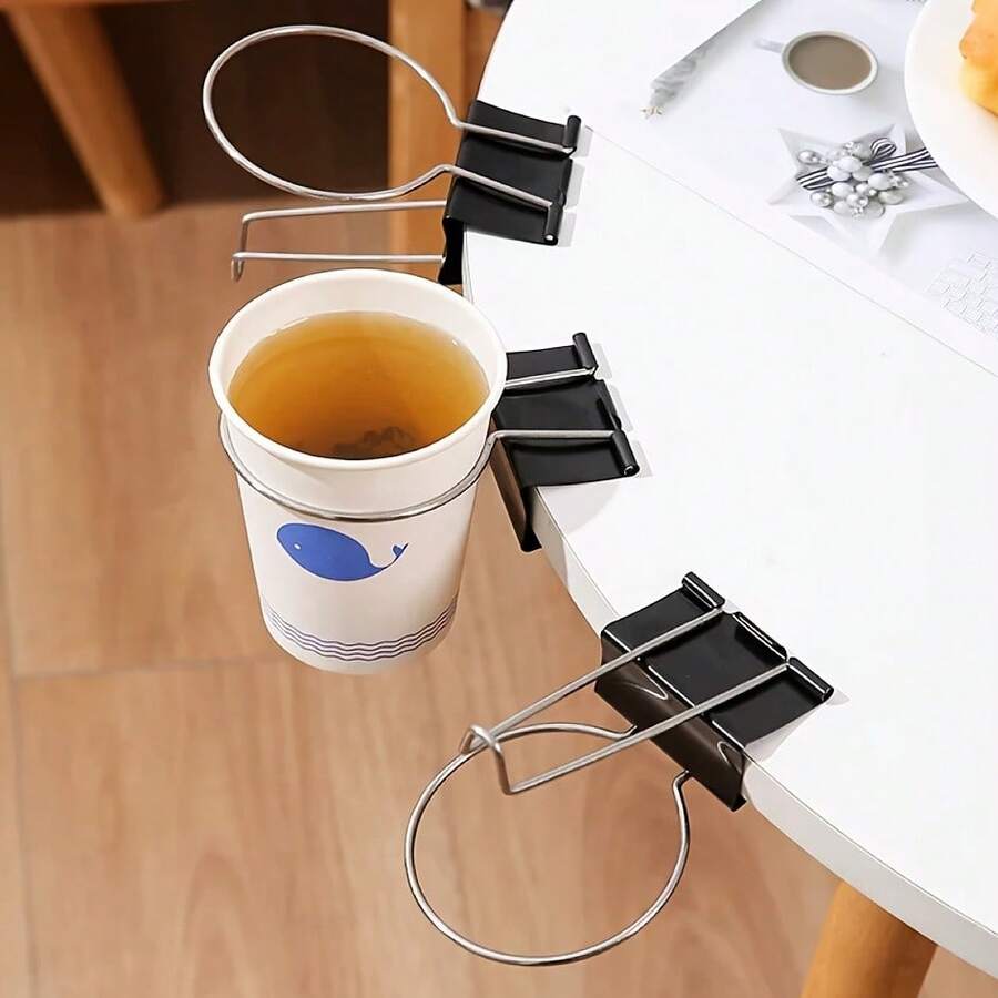 1/2/3 chiếc Giá đỡ cốc đa năng có kẹp, giá đựng bút, giá kẹp chống tràn, móc treo văn phòng phẩm đa năng. - Đen - Xem 1