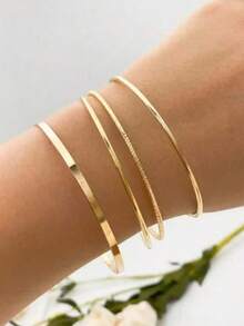 Bộ 4 vòng tay mỏng, màu trơn tối giản. - 4 chiếc vòng tay đơn giản - Xem 6