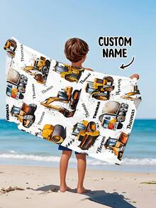 Personalized Children's Beach Towel, Perfect Summer Birthday Gift, Suitable For Various Summer Occasions. Customizable Beach Towel And Accessories, Applicable For Beach, Swimming Pool, Travel, Camping, Yoga And Other Scenarios. - Multicolor - View 8