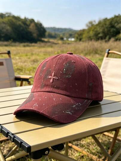 1顶水洗涂鸦图案棒球帽，男女通用户外运动防晒帽，通勤休闲帽，适合街头、旅行、徒步、钓鱼、驾驶等场合，亦可作为礼物赠送。