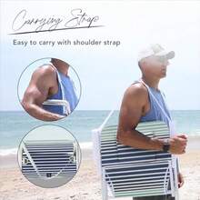 Caribbean Joe - Silla de Playa Plegable 1 posición Ligera y portátil Plegable para Acampar al Aire última intervensión con Correa de Transporte - Raya horizonte - Ver 5