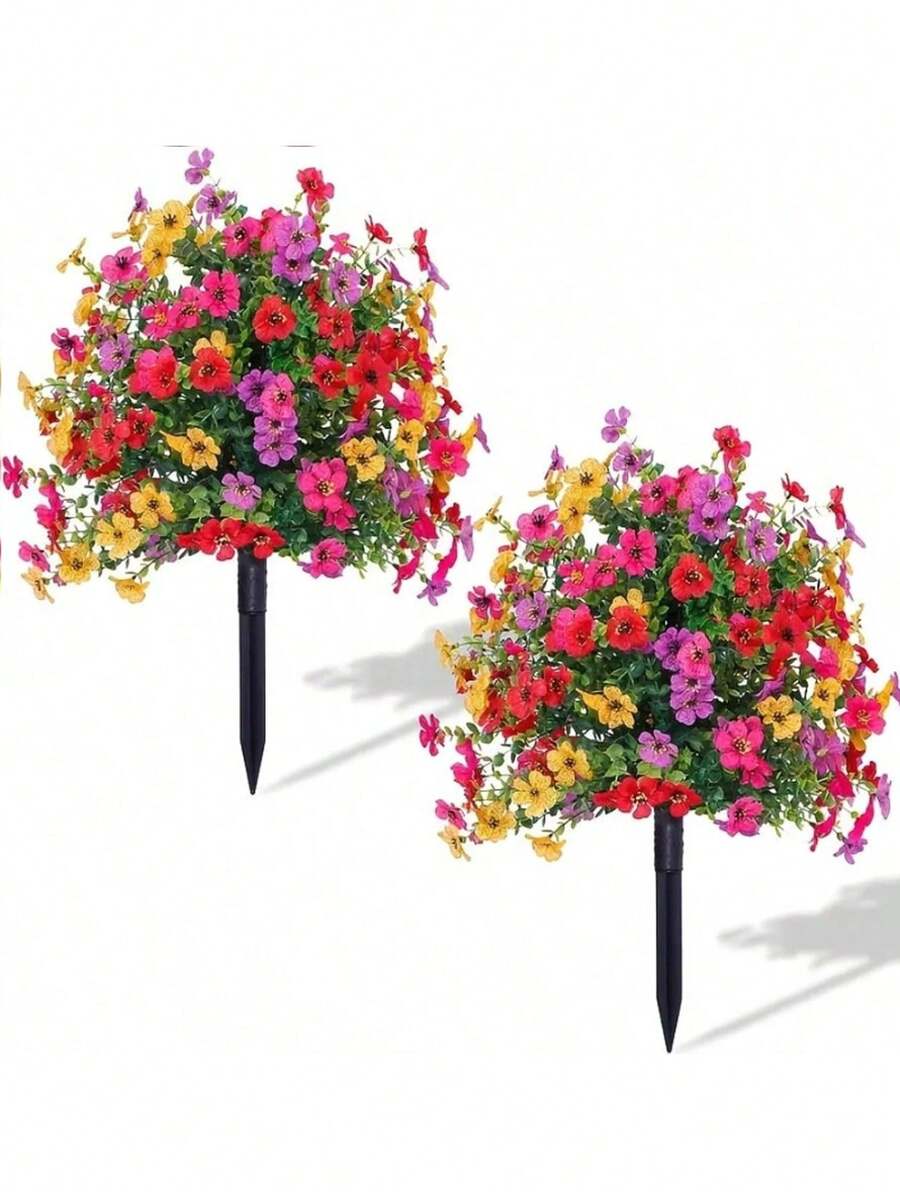 1件人造植物 37cm/17.57in 仿真樹，適合戶外裝飾，逼真仿真絲綢雛菊與尤加利花，適用於門廊、居家、露台、陽台與庭院裝飾，人造樹，戶外門廊、婚禮與居家裝飾