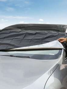 1pc Car Front Windshield Sun Shade, Reversible Double-Sided Sun Visor & Snow Blocker - Sunshade - View 7