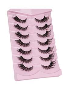7 Pairs False Eyelashes With Cat Eye Tail Extension, Natural & Delicate Faux Mink Lashes, For Natural Makeup Look - Black - View 6