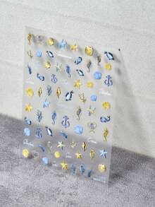 5D Embossed Relief Nail Art Stickers Underwater World Back Adhesive Cute Nail Stickers, Japanese-Style Nail 3D Decorations Stickers Manicure Decals DIY - Multicolor - View 3