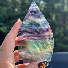 1pc Rainbow Fluorite Teardrop – Vibrant In Light And Perfect For Home Decor – Makes A Perfect Gift For Friends And Family And An Ideal Crystal Collectible. Its Bright Colors Make It A Suitable Desktop Ornament - Multicolor - View 11