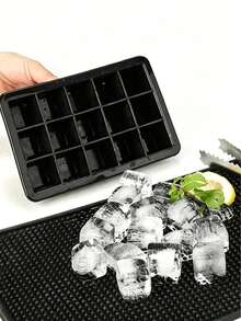 1pc Black Silicone Ice Cube Tray, Makes 15 Ice Cubes - Easy Release, Keeps Ice Intact, Reusable Ice Cube Mold, Suitable For Whiskey, Cocktails, Homemade Beverages, Drinks, Juices, Handcrafted Drinks, Bars, Keeps Drinks Chilled, Kitchen Ice Cube Tray Accessory, Kitchen Essential - Multicolor - View 7