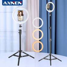 AXNEN Luz de anillo LED de 10 pulgadas con trípode estable de 43.3 pulgadas, adecuado para fotografía, grabación de video, transmisión en vivo al aire libre, maquillaje, compatible con todos los teléfonos inteligentes - Negro - Ver 1