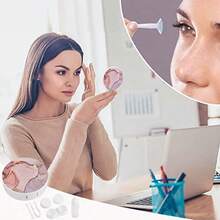 Estuche para lentes de contacto de soporte para lentes de contacto de color con espejo soporte portátil kit de viaje con solución limpiadora de lentes pinzas para botellas para - Mrmol rosa dorado - Ver 5