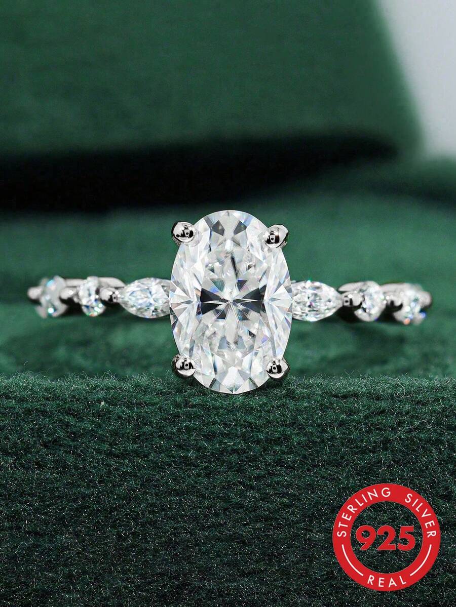 1 Carat Shiny Oval Engagement Ring/Wedding Ring, 925 Sterling Silver, Women's Promise Ring/Eternity Ring, Exquisite Jewelry Gift
