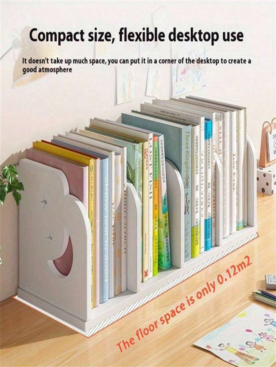 Kệ sách để bàn hình trăng khuyết dễ thương 2/3/4 tầng, giá đựng sách và đồ dùng nhiều ngăn, giá sắp xếp bàn làm việc tiết kiệm không gian cho nhà, văn phòng, ký túc xá, trường học, giá đựng tài liệu và sách tối giản. - trắng - Xem 1