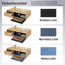 Coffee Table With Wood Grain Finish, Featuring A Handleless Drawer, A Storage Compartment, And A Rear Storage Compartment; Double-Sided Storage Space. Suitable For The Office Or Living Room; Ideal As A Coffee Table With Ample Storage. - Natural - 查看 8