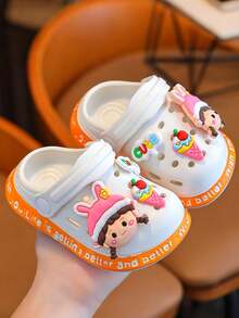 1 Pair Summer New Fashionable & Comfortable EVA Children's Perforated Shoes, Breathable Lightweight Anti-Slip Anti-Odor With Cartoon Pattern - White - View 3