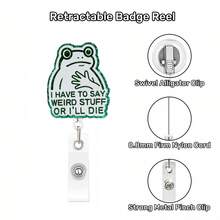 TONAVIETO Funny Greem Frog Nurse Badge Reel, I Have To Say Weird Stuff Frog Badge Holder With Retractable Clip, Cute Gifts For Nursing Student RN LPN CNA MA Medical Worker Teacher Doctor - Rectangle - View 2