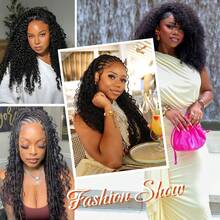 bling hair Kinky Curly Crochet Human Hair Knotless Pre-Separated Feather Human Crochet Hair Lightweight Reusable Remy Hair Extensions For Women Natural Black Color (Natural Black, 16 Inch(50g/Pack)) - Natural Black - View 9