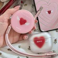 可爱渐变色耳机保护套，带天使翅膀，防震磨砂TPU保护壳，Y2K风格耳机保护套，女生适用 - 彩色 - 查看 2