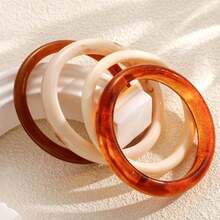 4pcs Retro Elegant Casual Marble Pattern Acrylic Bangle Bracelets, Versatile For Women Daily, Party, Summer Holiday Wear, Gift - Multicolor - View 3