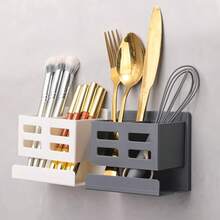 1 pieza Organizador de almacenamiento de baño montado en la pared, puede contener cepillo de dientes, maquinilla de afeitar y herramientas de belleza - No se requiere perforación, material de plástico duradero, soporte para brochas de tocador, soporte para cepillo de dientes y maquinilla de afeitar de baño, caja de almacenamiento de artículos de tocador montada en la pared, accesorios de baño sin taladro - Multicolor - Ver 8