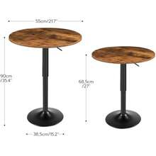 HOOBRO Mesas de Bar BF58BT01G1 - Marrón Rístico Negro - Ver 3